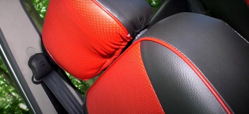 Чохли на сидіння Сітроен С4 (Citroen C4) модельні MAX-N з екошкіри Чорно-червоний MAX-N-6828 фото