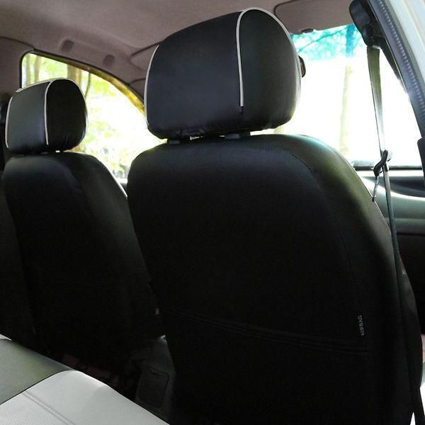 Чохли на сидіння Рено Флюенс (Renault Fluens) модельні MAX-N з екошкіри Чорно-білий MAX-N-6310 фото