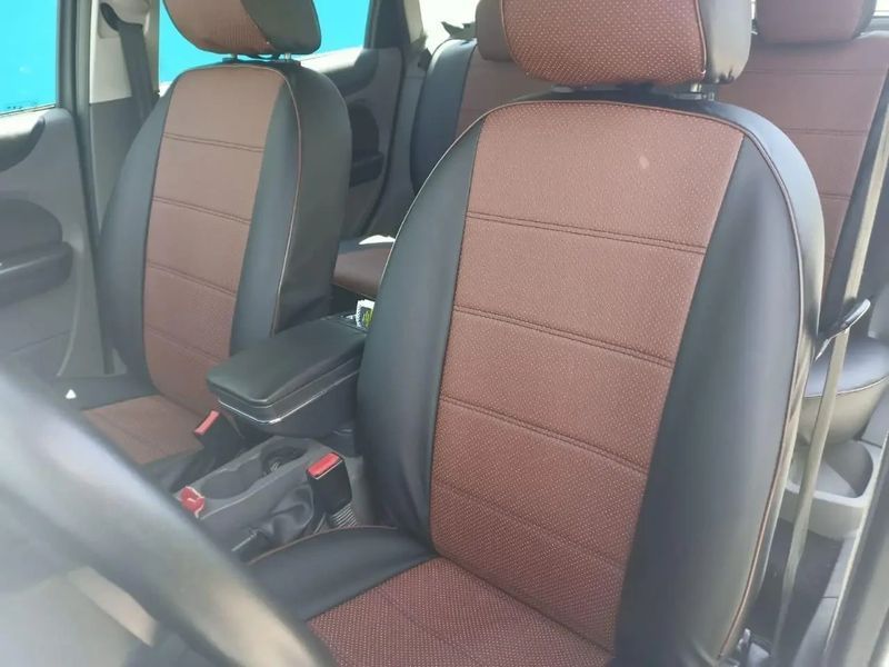 Чохли на сидіння КІА Соул (KIA Soul) модельні MAX з екошкіри Чорно-коричневий MAX-6490 фото