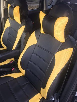 Чохли на daewoo nubira модельні MAX-L з екошкіри Чорно-жовтий 1348355487 фото